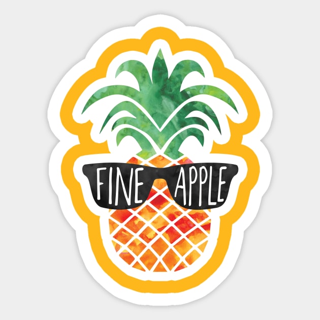 FINEapple - funny pineapple pun Sticker by Shana Russell